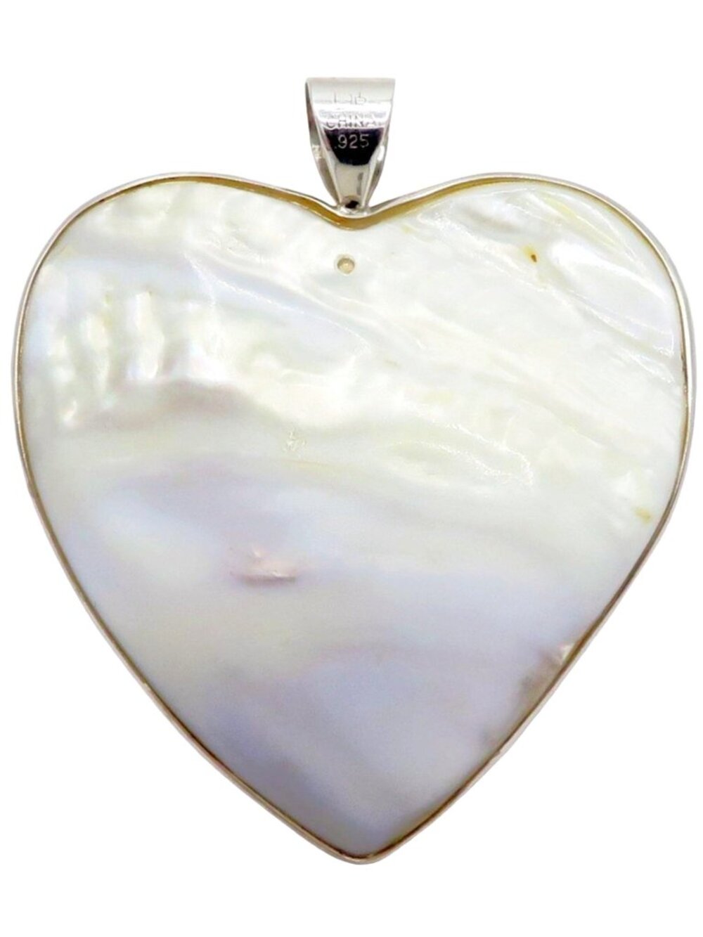 Jay King DTR Sterling Silver Large Mother of Pearl Blister Heart Shape Pendant